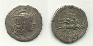 Quinarius coin from the Roman Republic